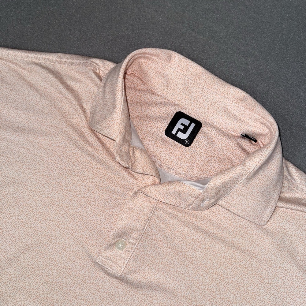 FootJoy Golf Polo Shirt Mens XL Orange Speckle‎ Print Stretch
